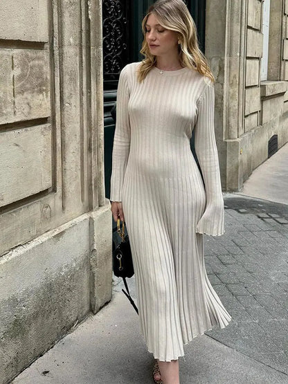 Regal Reveal New Round Neck A-Line Dress
